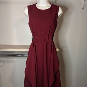 Zaikamoya Dark Red Dress with Black Velvet Sash